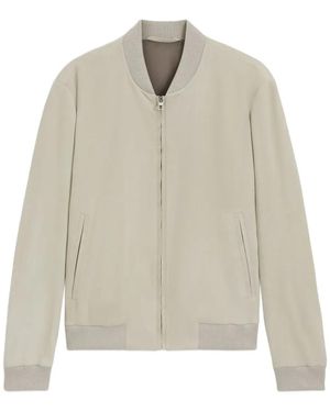 BOSS X David Beckham Leather Bomber Jacket - White