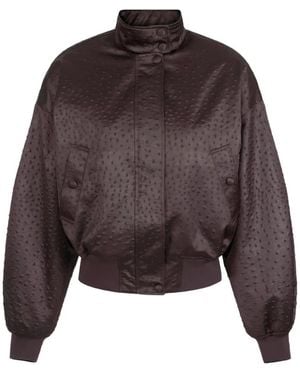 Elisabetta Franchi Ostrich-Print Wide-Sleeve Jacket - Brown