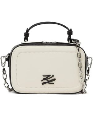 KARL LAGERFELD Small K/Autograph Leather Cross Body Bag - Metallic
