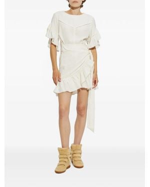Isabel Marant Melicia Ruffled Wrap-Style Mini Dress - White