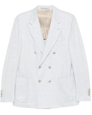 Eleventy Double-breasted Buttoned Blazer - White