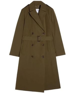 Aspesi Double-Breasted Belted Trench Coat - Green