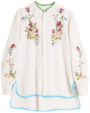 Valentino Garavani Floral-Embroidered Linen Shirt - White