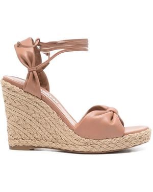 Aquazzura Carina Leather Espadrille Wedges - Pink