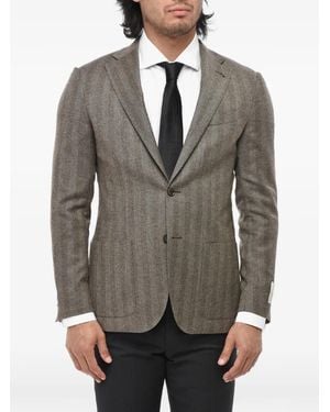 Corneliani Herringbone Single-Breasted Blazer - Grey