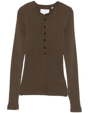 Citizens of Humanity Drea Waffle-Knit Henley Top - Brown