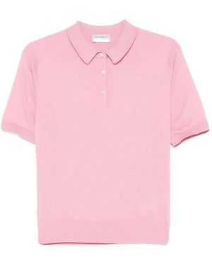 John Smedley Jill Fine-Knit Polo Top - Pink