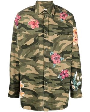 Faith Connexion Floral Camouflage-Print Shirt - Green