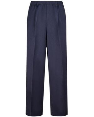 Cellar Door Elasticated-Waistband Pleated Pants - Blue