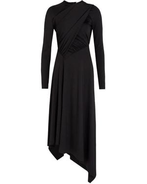 Victoria Beckham Asymmetric Gathered-Detail Dress - Black