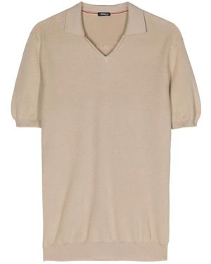 Kiton Fein Gestricktes Poloshirt - Natur