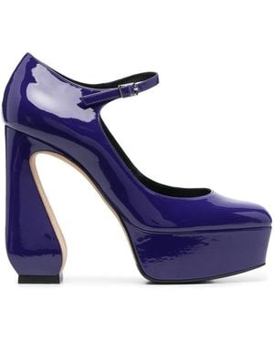 Sergio Rossi Rossi Platform-Sole Court Shoes - Blue