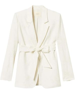 Twinset Embroidered Belted Blazer - White