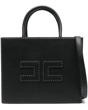 Elisabetta Franchi コントラストステッチ ハンドバッグ - ブラック