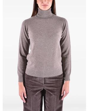 Kangra Roll-Neck Ribbed-Trim Sweater - Purple