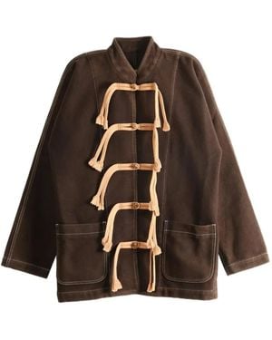 Uma Wang Chaqueta Con Borlas Y Costuras En Contraste - Marrón