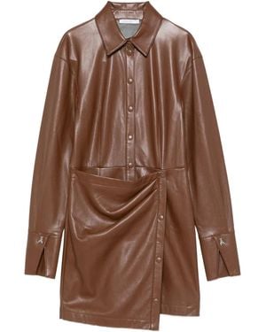 Patrizia Pepe Wrap-Skirt Shirt Dress - Brown
