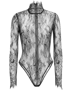 Lika Body De Encaje Con Manga Larga - Gris