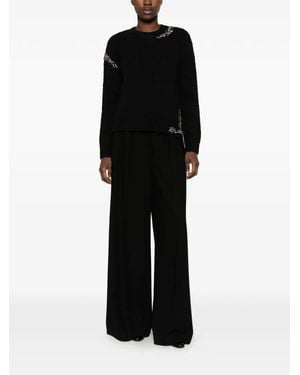 Cinq À Sept Pull En Maille Côtelée À Ornements - Black