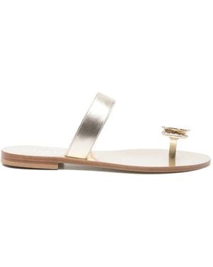 EDDI CUOMO Glass-Embellished Sandals - White