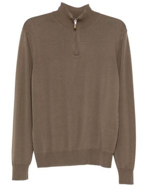 Canali Maglione Con Zip - Marrone