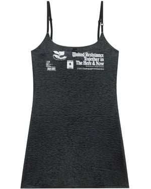 Courreges Text-Print Textured Minidress - Black