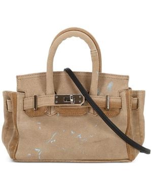 ANOTHER CHANCE Paint-Splatter Twist-Lock Tote Bag - Natural