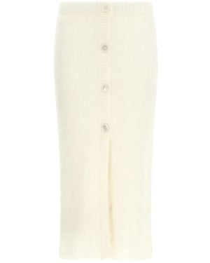 Alessandra Rich Carded Mohair-Blend Midi Skirt - White