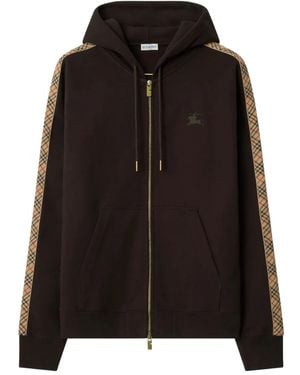 Burberry Check-Trimmed Zip Hoodie - Black