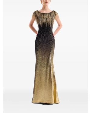 Gemy Maalouf Beaded Fringe-Trimmed Dress - Black