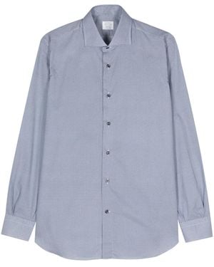 Mazzarelli Geometric-Pattern Shirt - Blue
