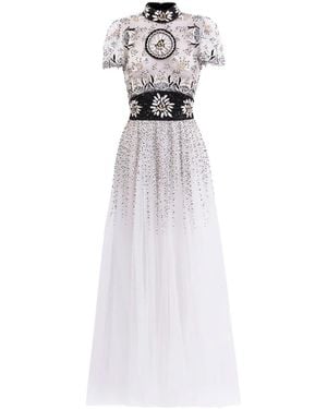 Saiid Kobeisy Embroidered Tulle Maxi Dress - White
