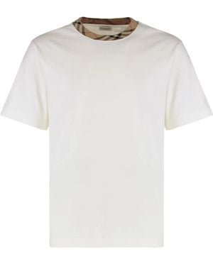 Burberry Check-trimmed crew-neck T-shirt - Blanco