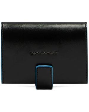 Piquadro Square Logo-Debossed Leather Cardholder - Black