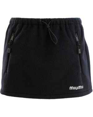 Miu Miu Falda con cremallera y cordones - Negro