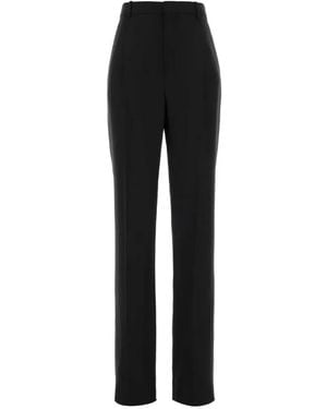 Saint Laurent Pressed-Crease Wool Pants - Black
