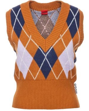 HUGO Argyle-Knit Vest - Blue