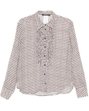 Pennyblack Ruffled Check Shirt - White