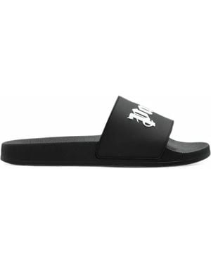 Palm Angels Logo-Print Slides - Black