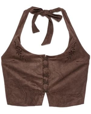 Frankie's Bikinis Delilah Tie-Detail Bikini Top - Brown