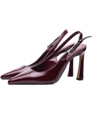 Poche Paris Escarpins Pointus À Bride Arrière - Brown