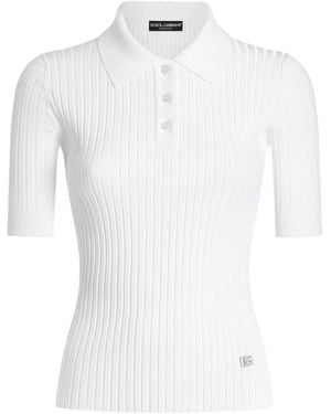 Dolce & Gabbana Viscose Polo Top - White