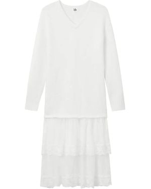 B+ AB V-Neck Midi Dress - White