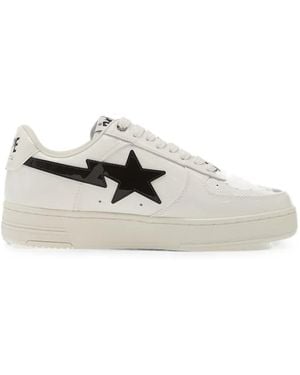 A Bathing Ape Bape Sta Patent-Leather Sneakers - White