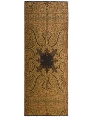 Etro Wool-Blend Jacquard Scarf With Lurex - Natural