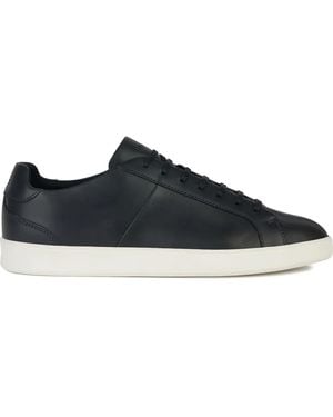 Geox Regio Leather Lace-Up Trainers - Black