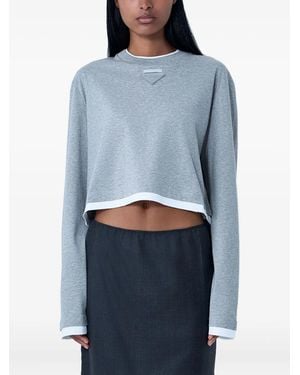 Prada Triangle-Patch Crop Top - Blue