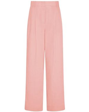 Another Tomorrow Linen Pleated Palazzo Trousers - Pink