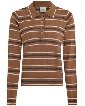 Varley Mayra Striped Polo Top - Brown