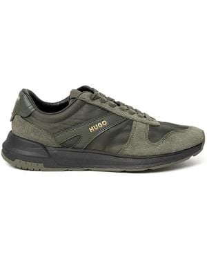HUGO Logo-Print Paneled Sneakers - Green